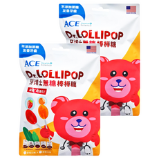 ACE SUPER KIDS 牙博士棒棒糖 8支 Set, 無人工色素、香料和防腐劑, 含膳食纖維, 美國進口, 草莓 + 柳橙, 60g, 2袋