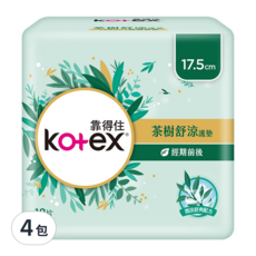 Kotex 靠得住 茶樹舒涼護墊 經期前後, 17.5cm, 18片, 4包