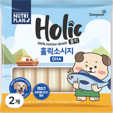 뉴트리플랜 동원 홀릭 DHA 소시지 18p, 혼합맛(어육/치즈), 540g, 2개 - 강아지소세지