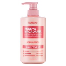 KUNDAL 昆黛爾 蜂蜜澳洲堅果保濕潤膚乳 爽身粉香, 500ml, 1瓶