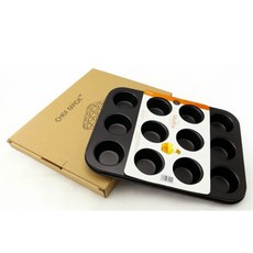 Chefmade學廚 12連瑪芬蛋糕模，WK116260，黑色，25.5*19.6*2.1cm, 25.5 x 19.6 x 2.1cm, 1個