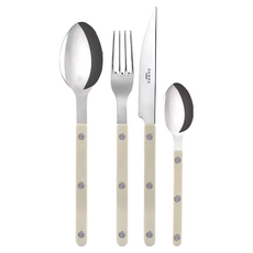 SABRE PARIS Bistrot 復古酒館鈕扣亮面系列 餐具4件組, 尺寸22-22-24-16公分, 22cm 2支 + 24cm + 16cm, 卡其色, 1組