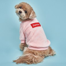 도그아이 강아지 슈프림 보아 티셔츠, 핑크