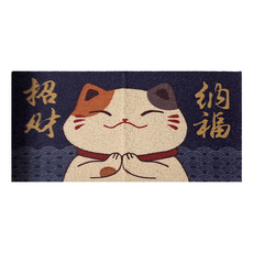 45*75刮泥踏墊 - 招財納福/藍, 75 x 45cm, 招財納福 藍色, 1個