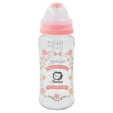 Simba 小獅王辛巴 蘿蔓晶鑽寬口玻璃大奶瓶, 玫瑰粉紅, 270ml, 1個