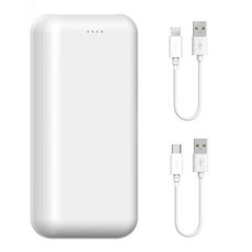 하마다 듀얼 보조배터리 20000mAh + 5핀 케이블 + C타입 젠더 + 8핀젠더, 화이트, PR-PE20000-1