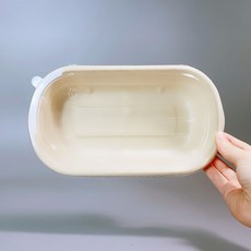Levendeco 紙漿橢圓形分隔器一次性午餐盒 + 蓋套組, 1套, 50組