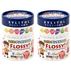 UFC SUPPLY FLOSSY 木醣醇兒童牙線棒, 6種水果味, 獨立包裝, 60支, 2罐