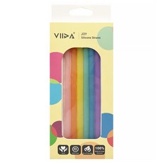 VIIDA Joy 環保矽膠吸管 6支組, 食品級矽膠, 不傷牙齦, 柔軟矽膠, 台灣製, 6支, 1組
