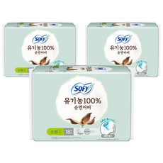 쏘피 유기농 생리대 날개형, 소형, 18개입, 3개