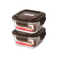 아이에코리아 수퍼 오븐글라스 정사각 내열유리 밀폐용기 800ml, 2개입, 용기 2p