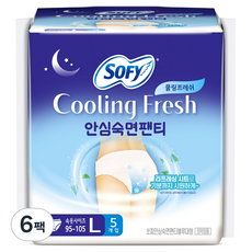 쏘피 쿨링프레쉬 안심숙면팬티 입는 오버나이트, 대형, 5매입, 6개