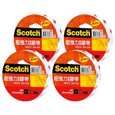 3M Scotch 超強力雙面膠帶, 18mmx5yd, 黏性更強, 適用於厚紙板黏貼 美工用途, 669, 4個
