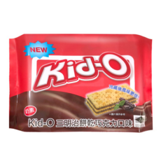 Kid-O 三明治餅乾 巧克力口味, 濃郁巧克力夾心 酥脆三層餅乾, 340g, 1袋