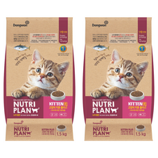 동원뉴트리플랜 고양이 키튼 플러스 건식사료, 소, 1.5kg, 2개 1.5kg, 2개, 소