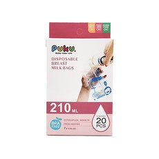 PUKU 藍色企鵝 母乳儲存袋, 210ml, 20入, 外尼龍內層食品級PE, 雙向開口設計, 1盒