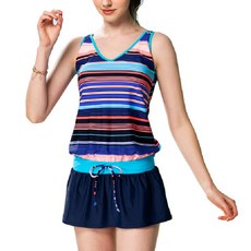 Summer Love 夏之戀 大女條紋二件式連身裙, L, S2171495403