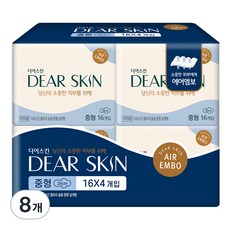 깨끗한나라 디어스킨 에어엠보 중형 생리대 날개형, 16개입, 8개