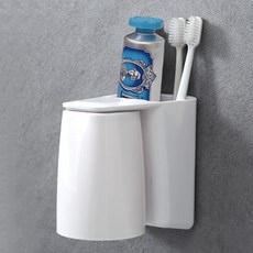 hillo 이지 자석 칫솔 꽂이 양치컵 홀더, 흰색, 1개 흰색, 1개