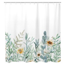 半島良品 不透光防霉防水浴簾 附掛勾, 葵花綠意, 1個
