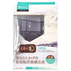 infotec 英富達 雙QC3.0 + PD 車用點菸器擴充座, 120W總輸出, 支援12V-24V輸入, 1個, 4孔