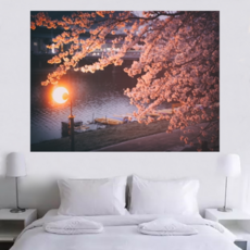 홈데코해룸 대형 패브릭 포스터, 5.벚꽃 호수