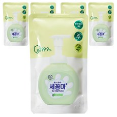 세균아꼼짝마 온더바디 버블 핸드워시 그린허브향 리필, 200ml, 5개