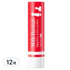밀크바오밥 베이비 앤 키즈 컬러 립밤 3.5g, 딸기향, 12개