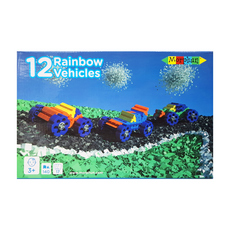 Morphun 積木 12 Vehicles 彩虹車輛, 140 件, 適合 3 歲以上兒童, 12種車輛, 1盒