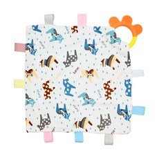 Vanibaby 豆豆絨咬咬安撫巾, 固齒器, 彩色小標籤組, 可入口安撫巾, 安撫巾 + 固齒器 + 標籤, 木馬款, 1條