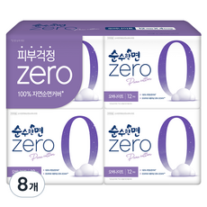 순수한면 제로 순면 뉴 날개형 생리대, 오버나이트, 12개입, 8개, 패드형