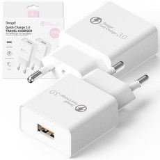 서가 퀵차지 QC3.0 18W USB 고속충전기 어댑터, 화이트, 2개 - 어댑터