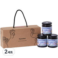 슈퍼잼 블루베리잼 212g x 3p + 선물박스 + 쇼핑백, 2세트, 636g