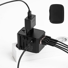 바코 해외 여행용 고속충전 멀티 어댑터 플러그 USB 5.6A 5포트 C타입 호환 콘센트 Travel Multi-Plug01, 1개