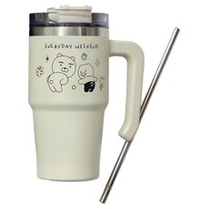 KAKAO FRIENDS Doodle Doodle巨型握把保溫杯, 1個, 650ml, 萊恩和春植