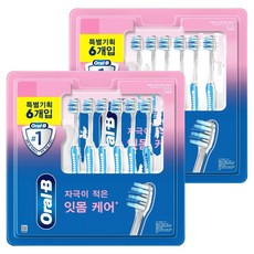 오랄비 초미세모 벨벳 잇몸케어 칫솔 랜덤색상, 6개입, 2개