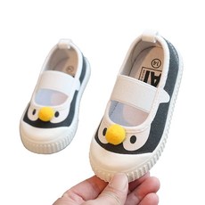 愛貝比 鬆緊套鞋帆布鞋 幼稚園室內鞋 兒童休閒鞋 16cm 小企鵝