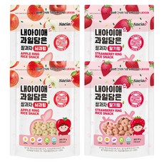 내아이애 과일담은 자일리톨 쌀과자 퍼프링, 사과 2p + 딸기 2p, 1세트
