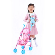 KesB 娃娃 2入+玩具推車角色扮演組, 混色