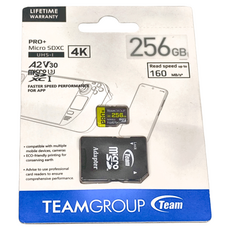 TEAMGROUP 十銓 256GB 快閃記憶卡 PRO+ MICRO SDXC UHS-I 附轉卡, 4K, 1個