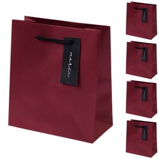 영프리자 프리미엄 펄 디자인 메르시 무지 선물 쇼핑백, 레드, 5개
