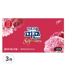 피죤 건조기용 드라이시트 섬유유연제 시그니처 플라워페스티벌, 130매, 3개