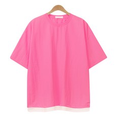 레이먼 남성용 포다 오버핏 우븐 레이어드 반팔티