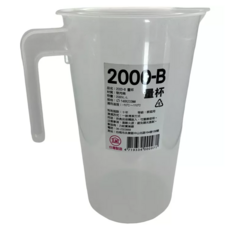 LM 力銘 2000-B 量水杯, 聚丙烯材質, 容量2000c.c., 適用溫度-10℃~110℃, 家庭用等級, 2000cc, 1個