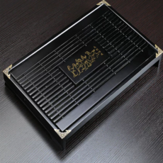 木製抽屜茶盤, 43cm x 28cm, 黑色 馬到成功, 1個