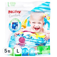 Nuby 游泳尿布 男, L (9~14kg), 5包
