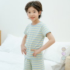 롤리트리 아동용 순면 반팔 스트라이프 5부 실내복