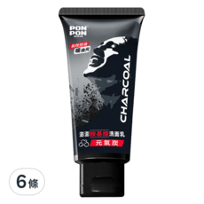PON PON 澎澎 MAN 胺基酸洗面乳 元氣炭，深層清潔，長效控油，調理肌膚, 100g, 6條