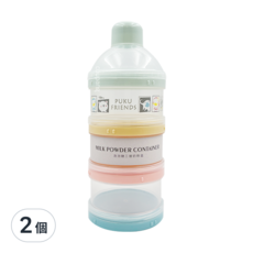 PUKU 藍色企鵝 彩色三層奶粉盒, 食品級PP材質, 適用於存放小零食, 分層設計，清洗方便, 半透明包裝, 泡泡糖, 2個