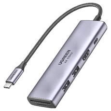 UGREEN 綠聯 六合一多功能USB-C集線器 4K 60Hz版, Gray, 1個